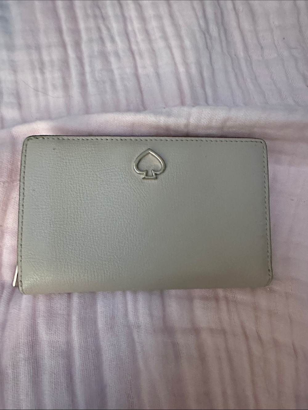 kate spade taupe pink Leather Zip Around Wallet with Spade Logo